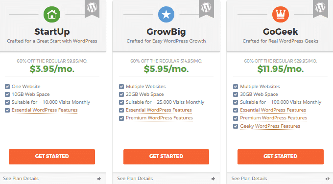 SiteGround WordPress Hosting Plans