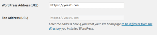 site address wordpress settings