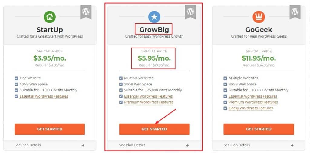 siteground step 1 plan