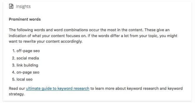 insights prominent words yoast seo