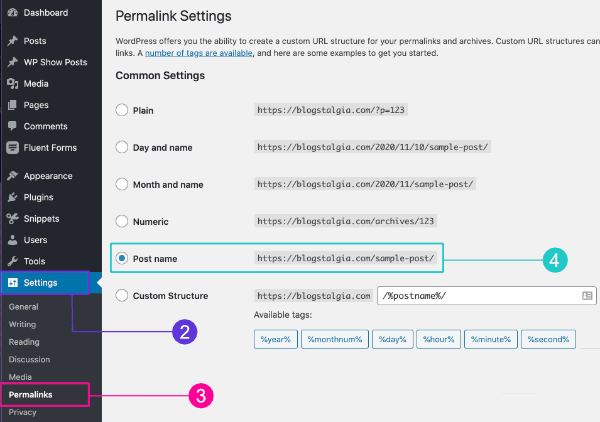 Setting up Permalinks